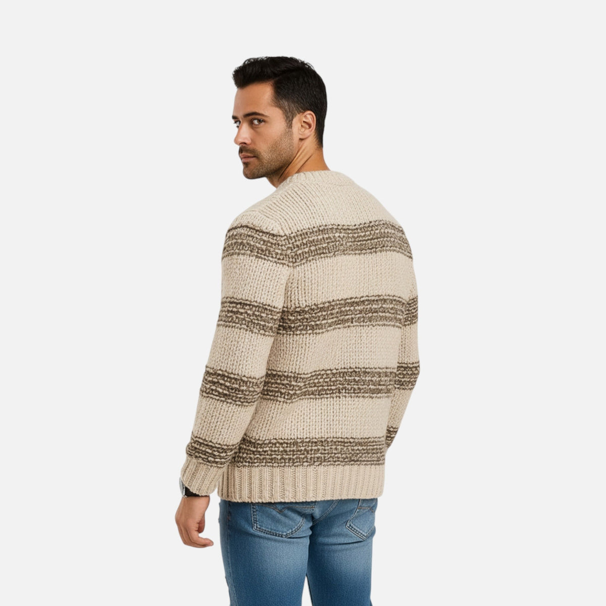 Men's Crewneck Mid-Weight Cold-Weather Knit Pullover – view 3