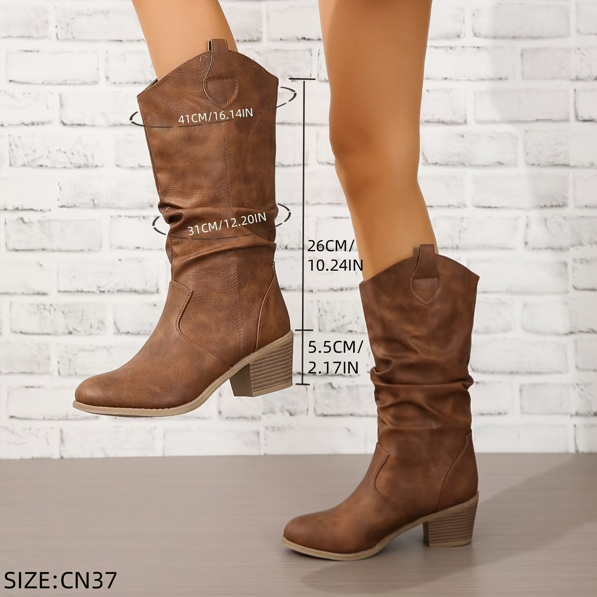 Women's Wide Calf Western Cowboy Boots for Everyday Wear – Light Brown