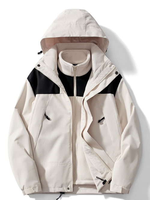 Men's 3-In-1 Hood-Detail Jacket with Removable Inner Layer – Cream