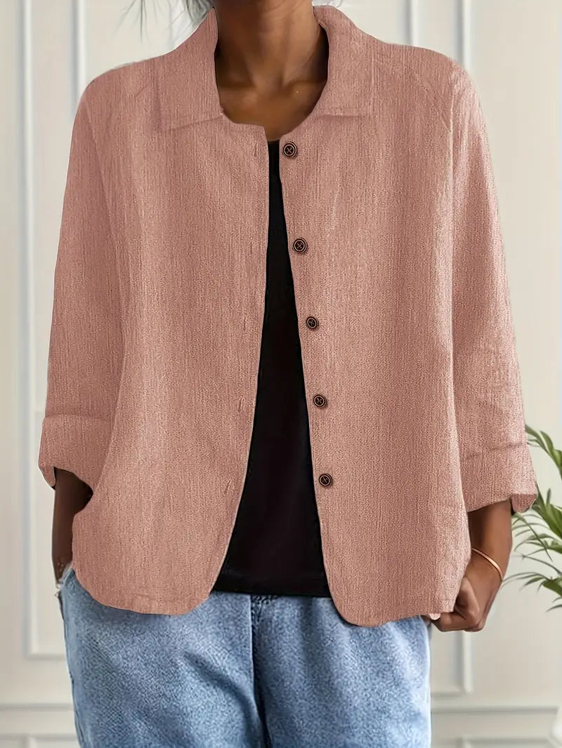 Women's Light-Weight Button Front Jacket – Pink