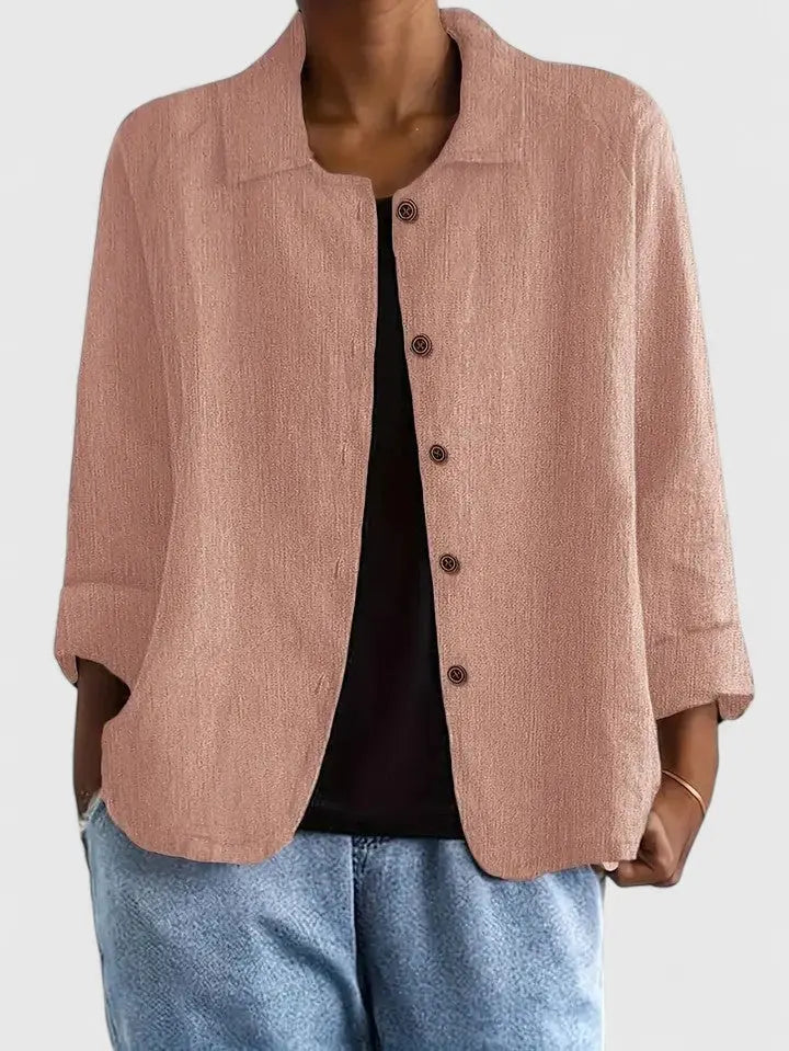 Women's Button-Front Cotton Shirt Jacket – Pink