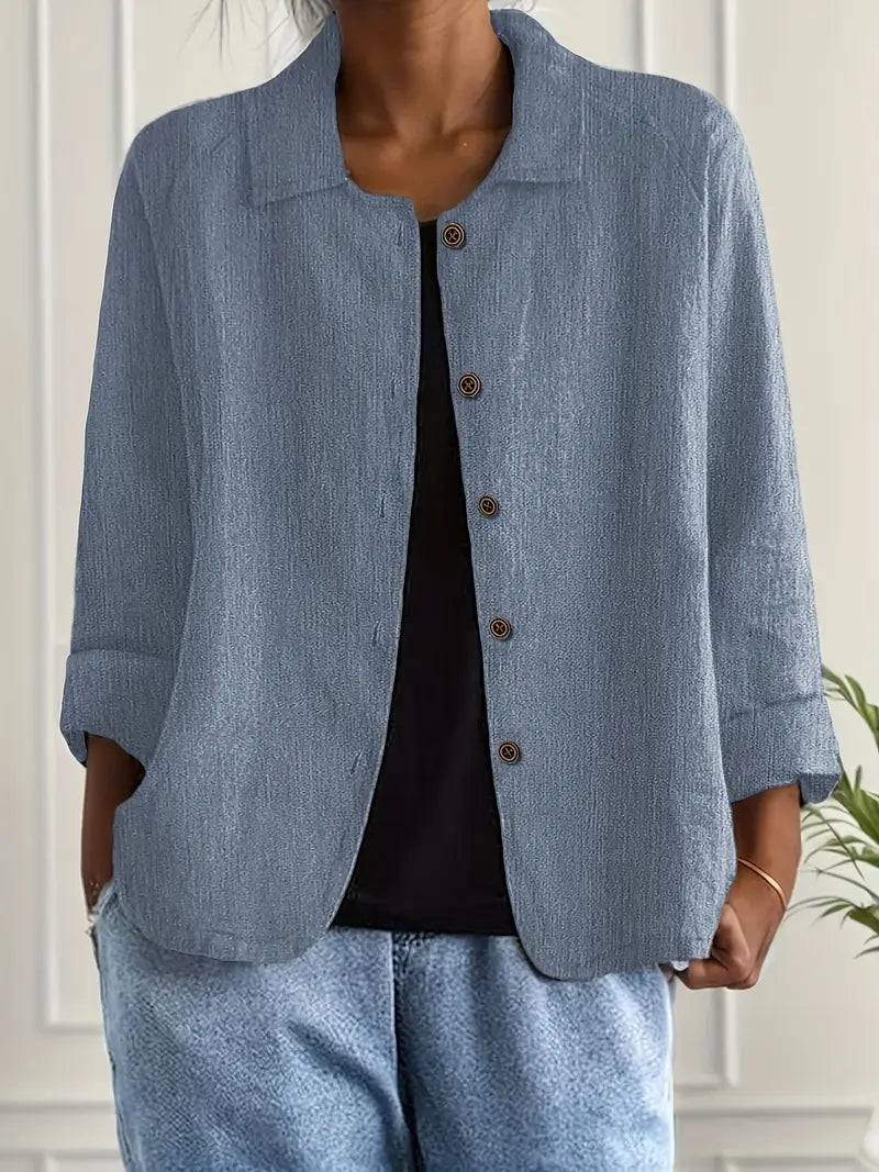 Women's Light-Weight Button Front Jacket – Blue
