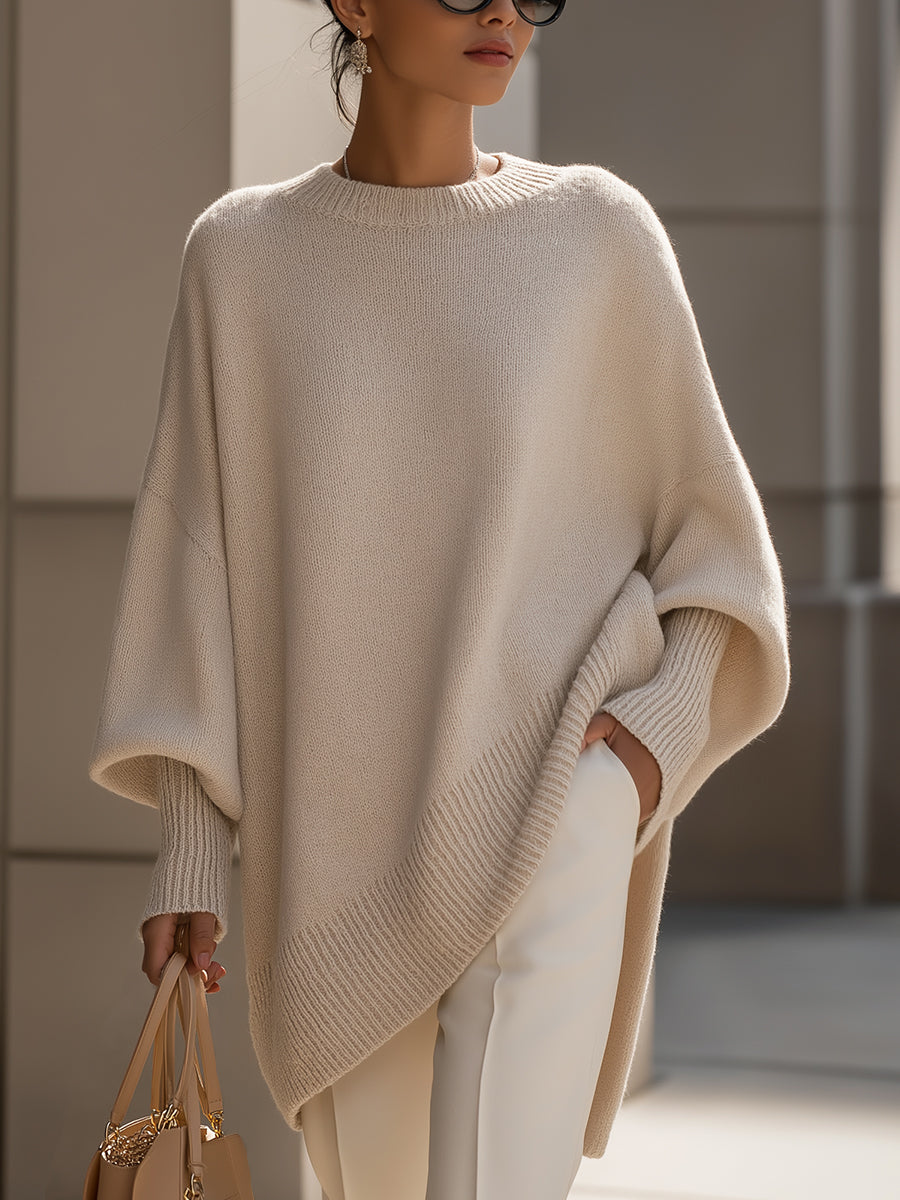 Women's Relaxed-Fit Knit Pullover – Beige