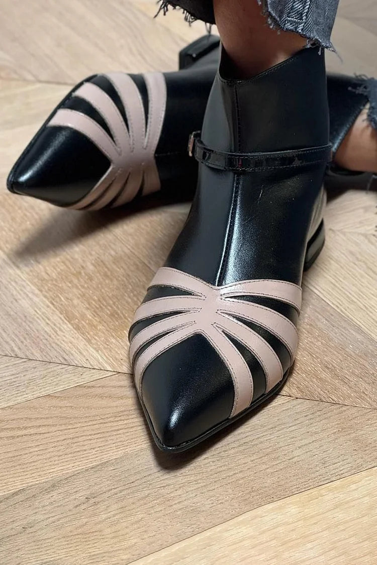 Women's Geometric Print Buckle-Detail Booties – Black