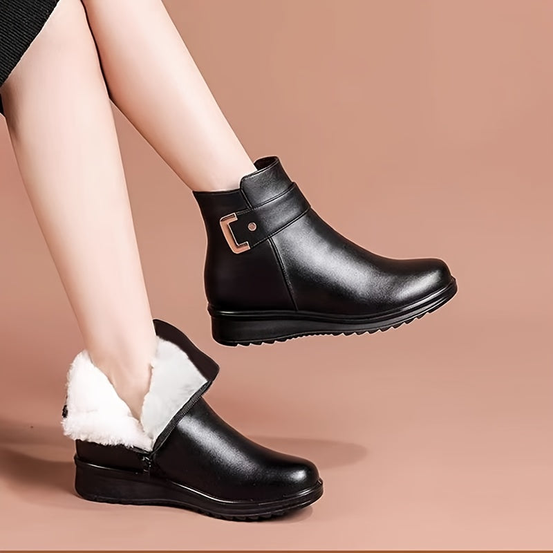 Women's Soft-Lined Flat-Sole Booties with Buckle Detail – view 5