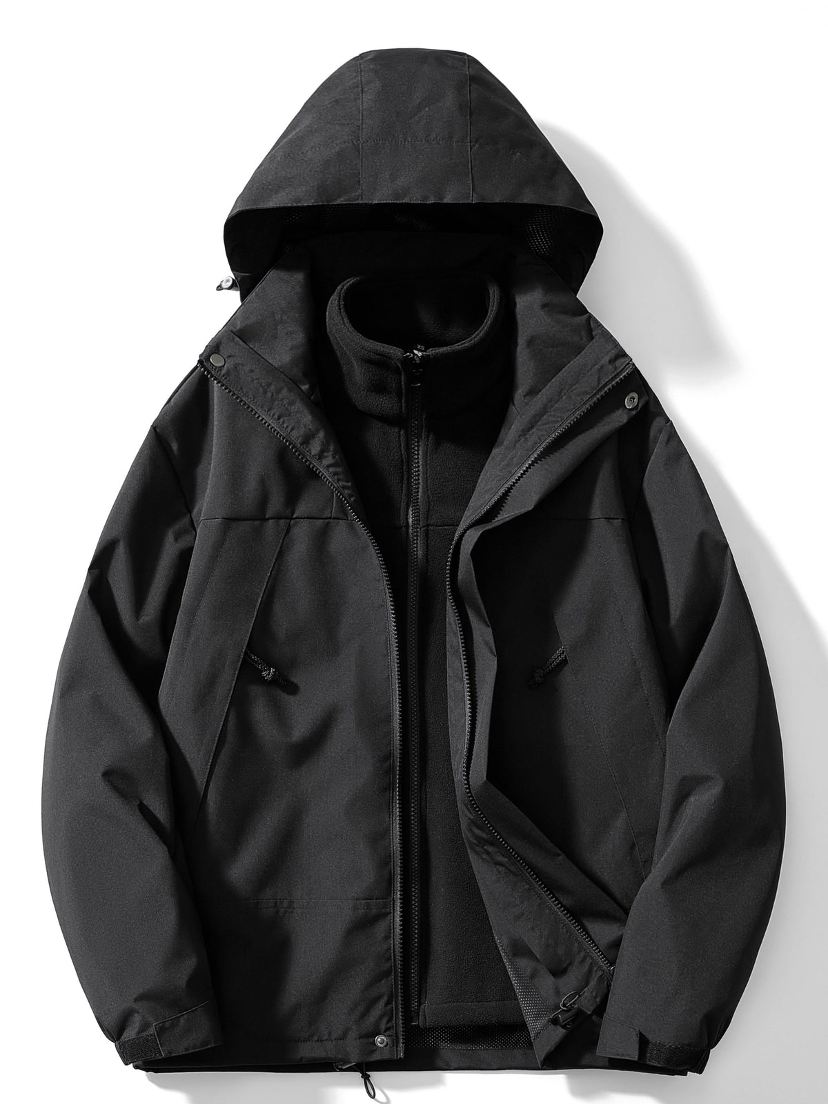 Men's 3-In-1 Hood-Detail Jacket with Removable Inner Layer – Black