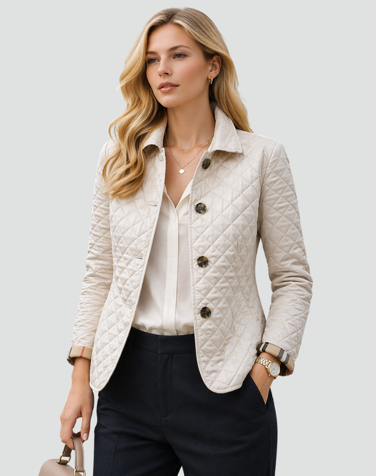 Women's Padded Button-Front Jacket – White