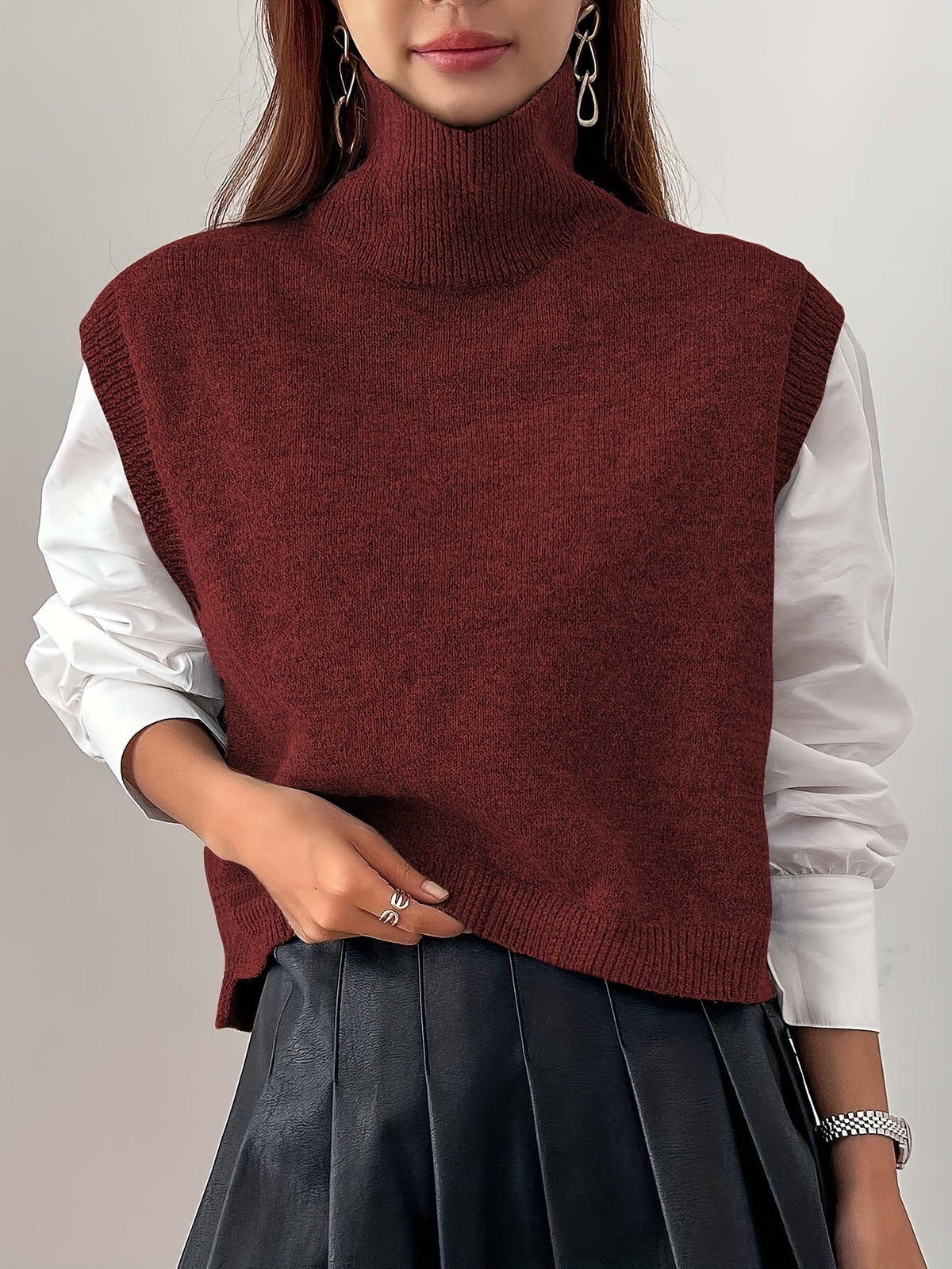 Women's High-Neck Knit Sweater Vest for Weekends – view 5