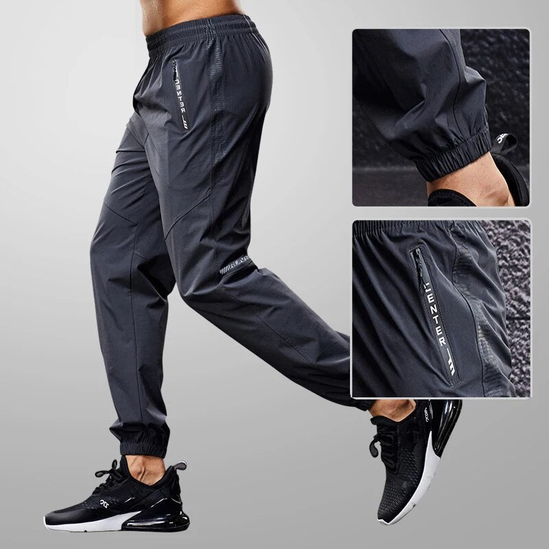 Men's Quick-Dry Slim-Tapered Jogger Pants with Zip Pockets – Dark Gray