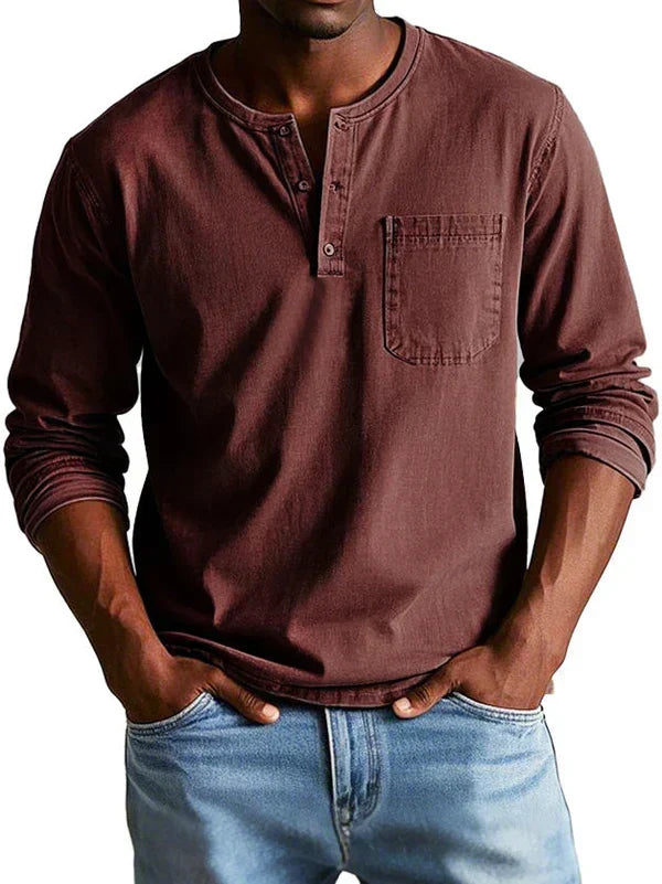 Men's Long Sleeve Henley Shirt for Work – view 9