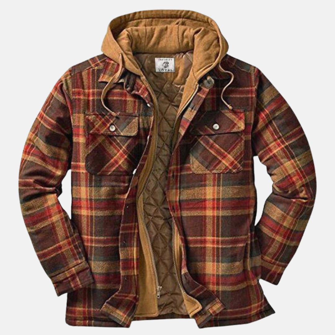 Men's Padded Hood-Detail Overshirt Jacket – Brown