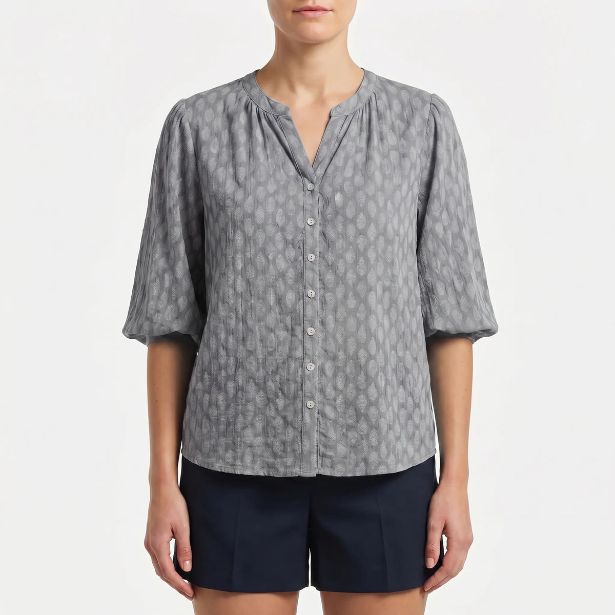 Women's Print-Detail Button-Front Blouse – view 9