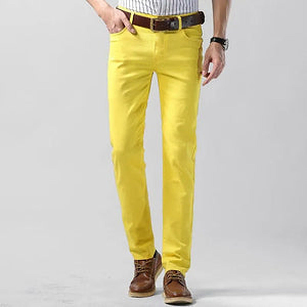 Men's Stretchy Cotton Regular Fit Chino Pants – Yellow