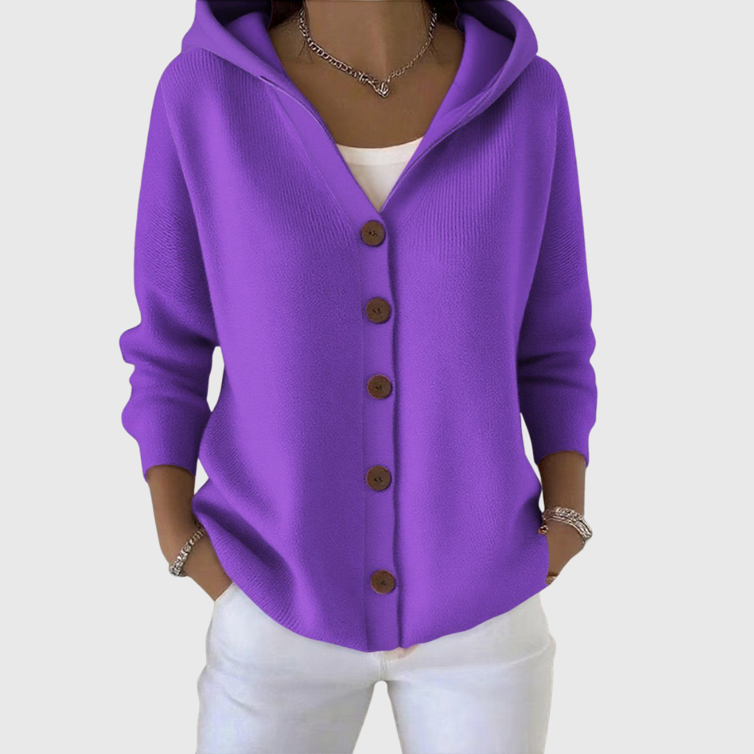 Women's Hood-Detail Button-Up Knit Cardigan – view 8