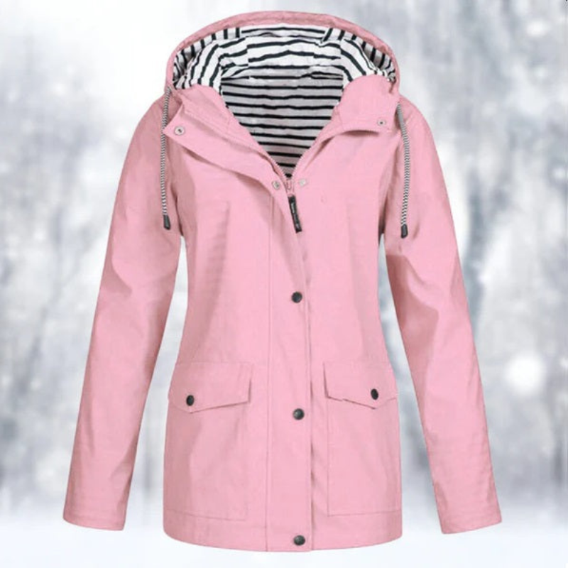 Women's Light-Weight Hood-Detail Rain Jacket with Pockets – view 7