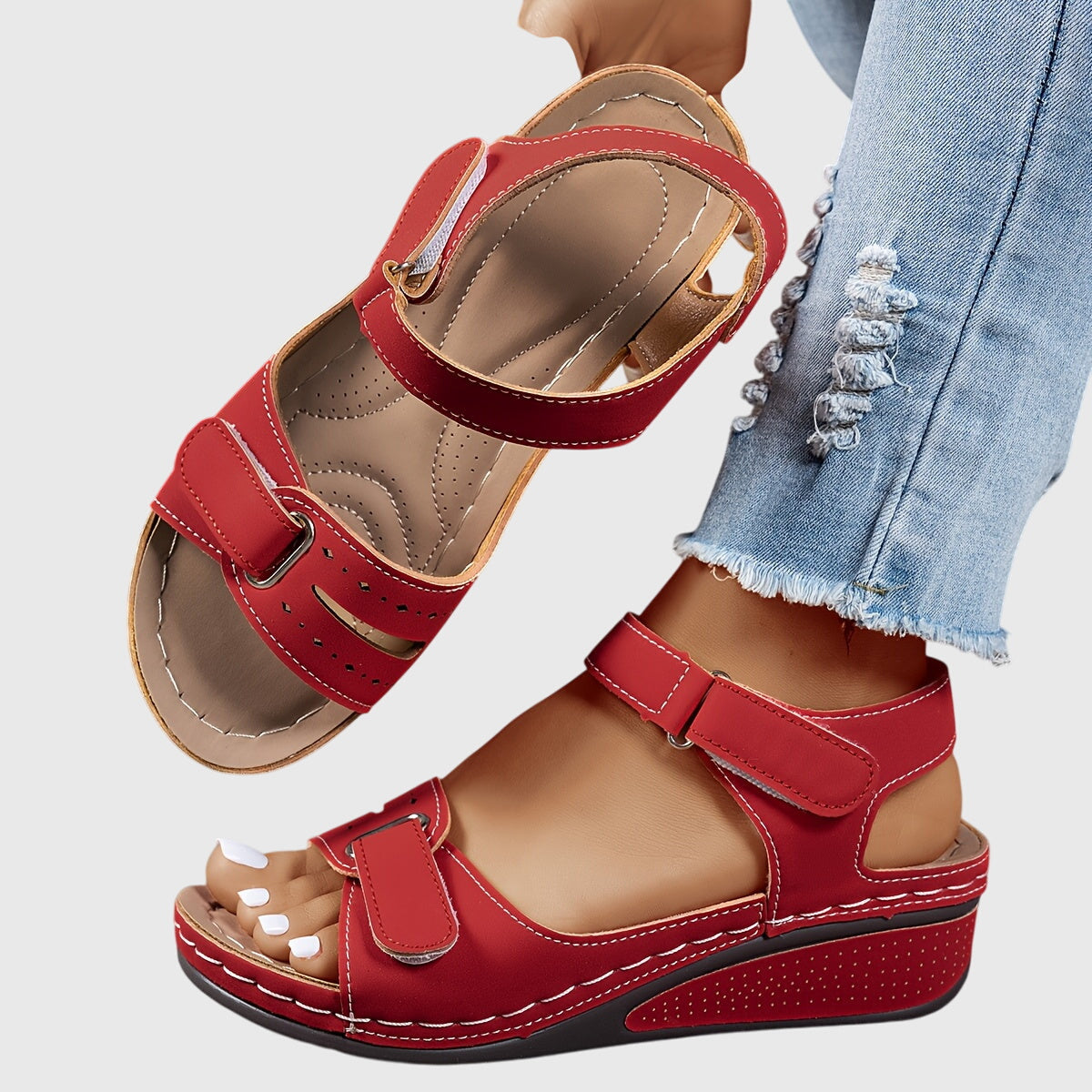Women's Support Stretchy Comfort Sandals – Red