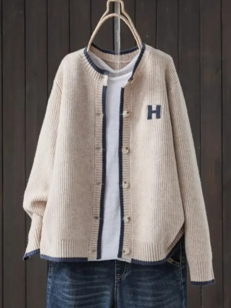 Women's Rib-Knit Button-Front Knit Cardigan – Khaki