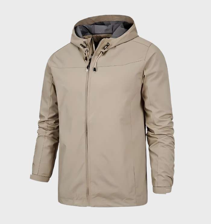 Men's Light-Weight Hood-Detail Shell Jacket – Beige
