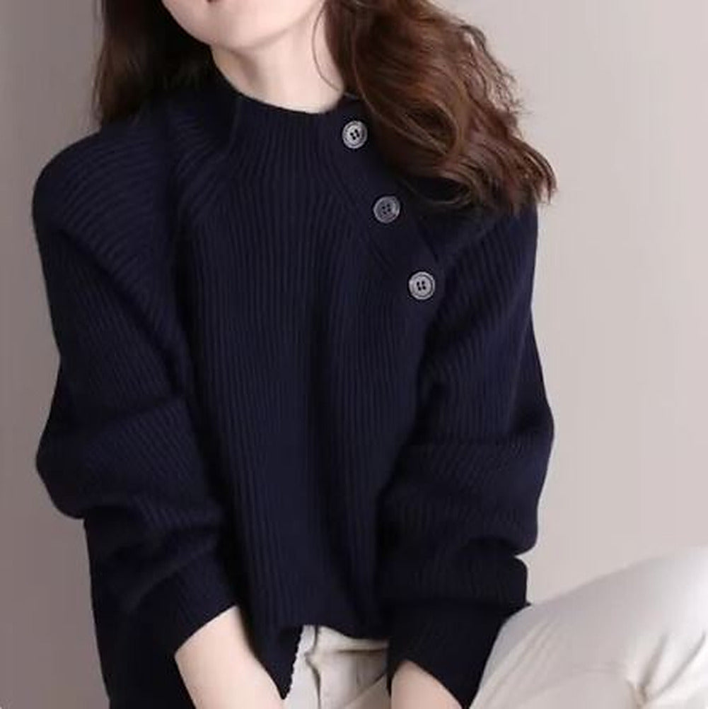 Women's Vintage-Inspired Everyday Knit Pullover – Black