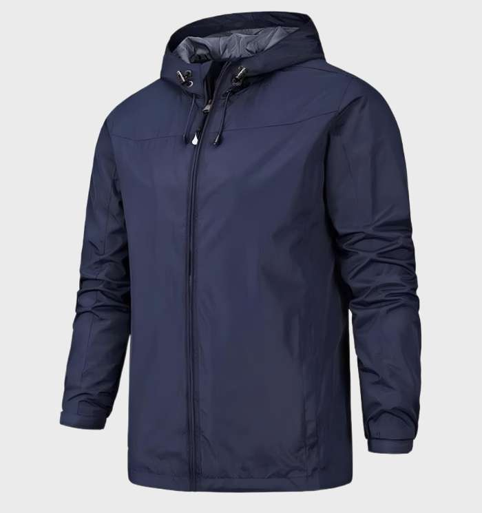 Men's Light-Weight Hood-Detail Shell Jacket – Navy Blue
