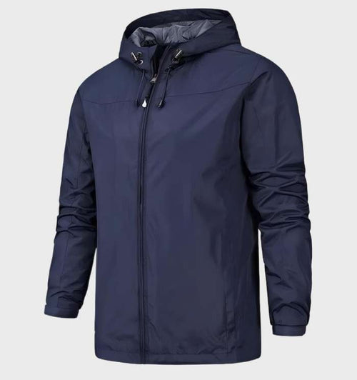 Men's Light-Weight Hood-Detail Shell Jacket – Navy Blue