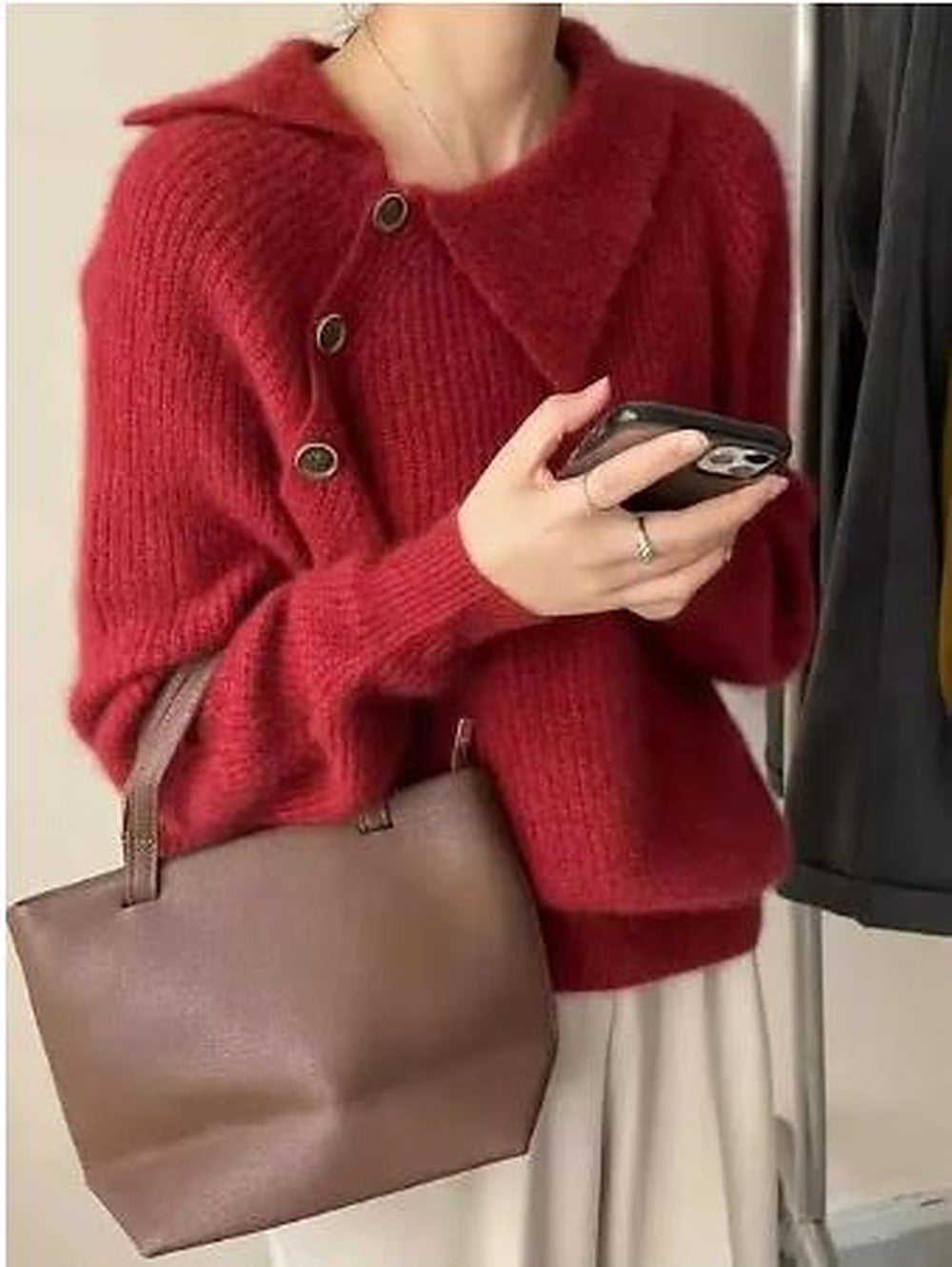 Women's Vintage-Inspired Everyday Knit Pullover – Red