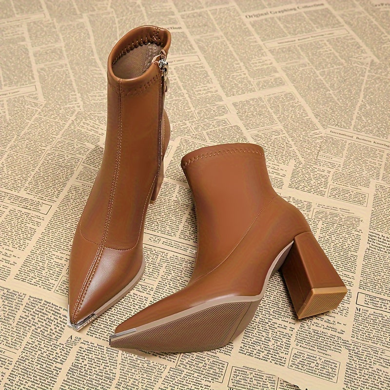 Women's Chunky-Knit Heel Side-Zip Booties – Rust