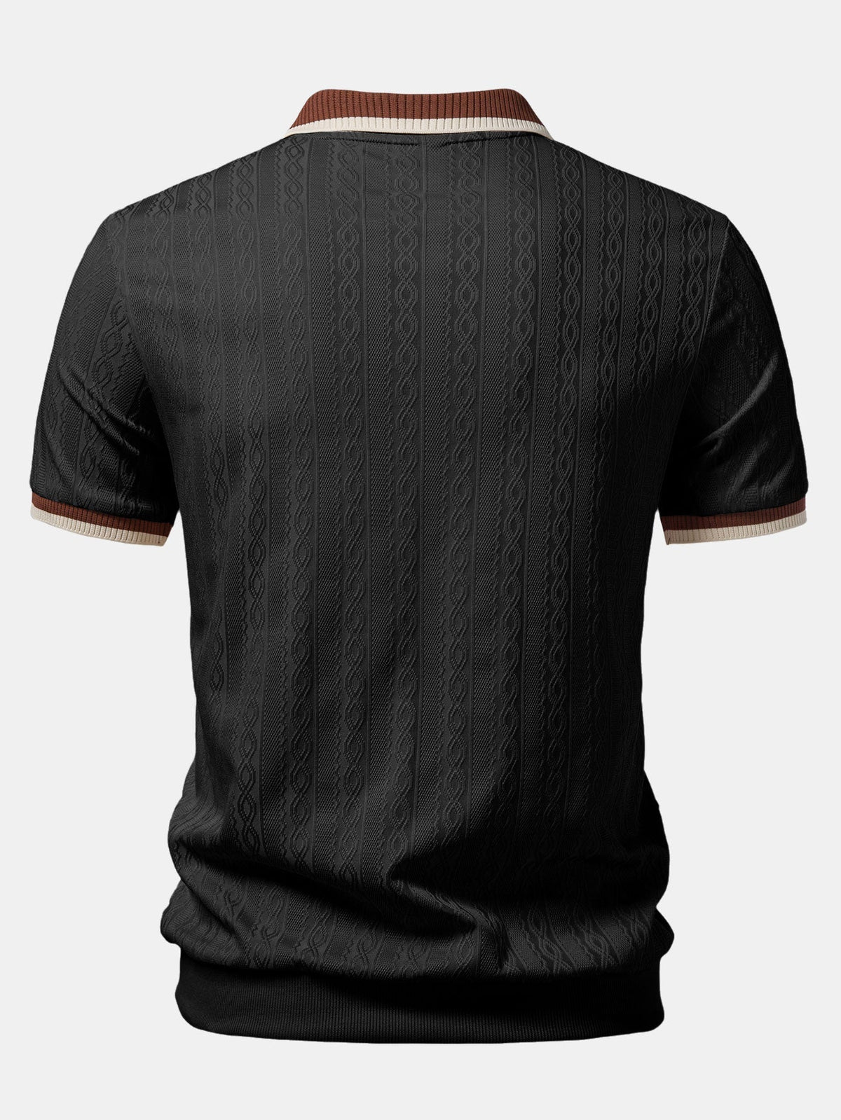 Men's Textured Knit Quarter Zip Polo for Everyday Wear – view 4
