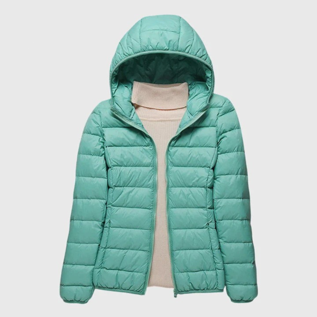Women's Ultra-Light Hood-Detail Padded Jacket – Turquoise
