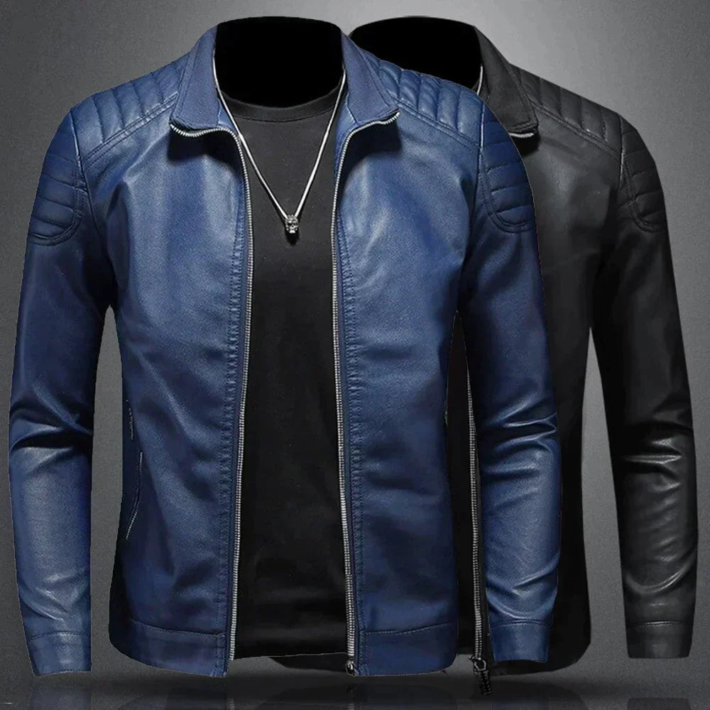 Men's Stand-Collar Zip-Through Biker Jacket for Fall – view 4