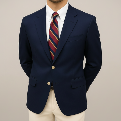 Men's Fitted Two Button Blazer – Navy Blue