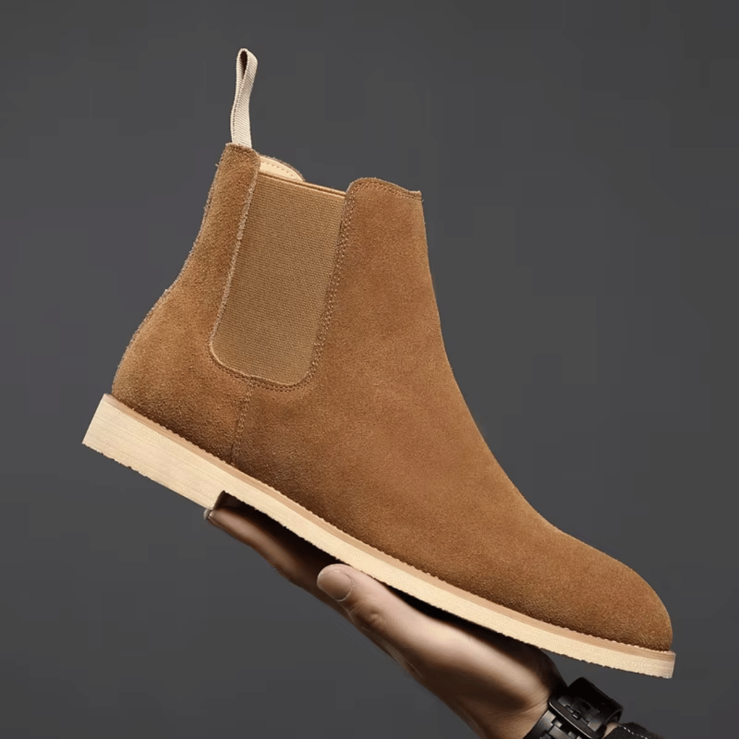 Men's Suede-Finish Chelsea Boots with Elastic Side Panels – view 3