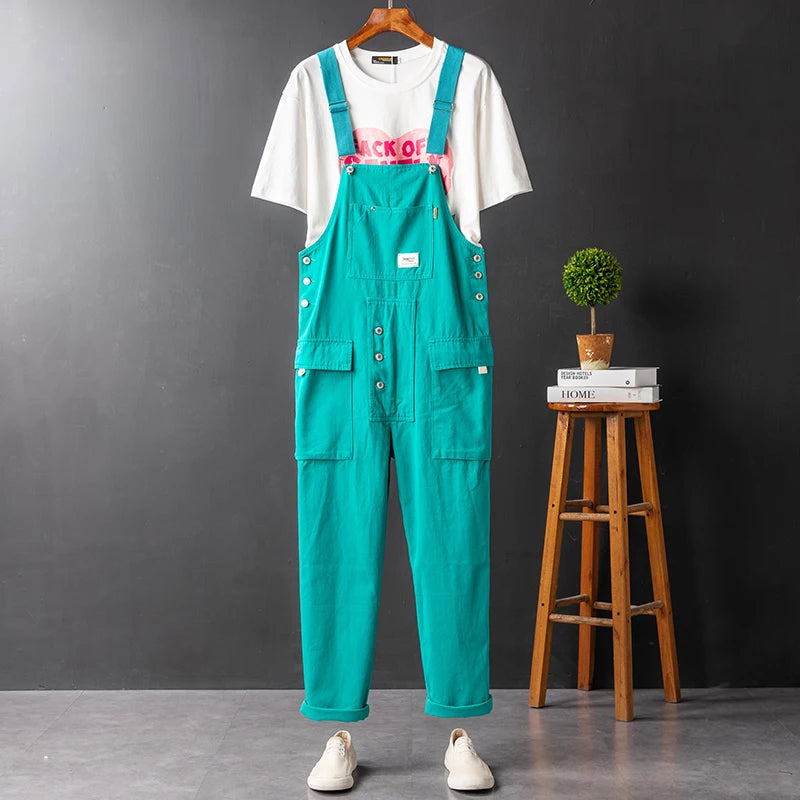 Men's Utility Cargo Bib Overalls for Fall – Blue Green