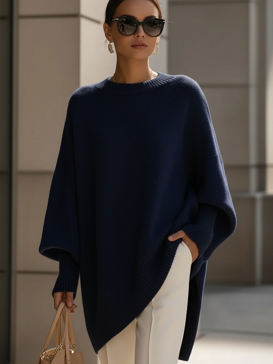 Women's Relaxed-Fit Knit Pullover – Navy Blue