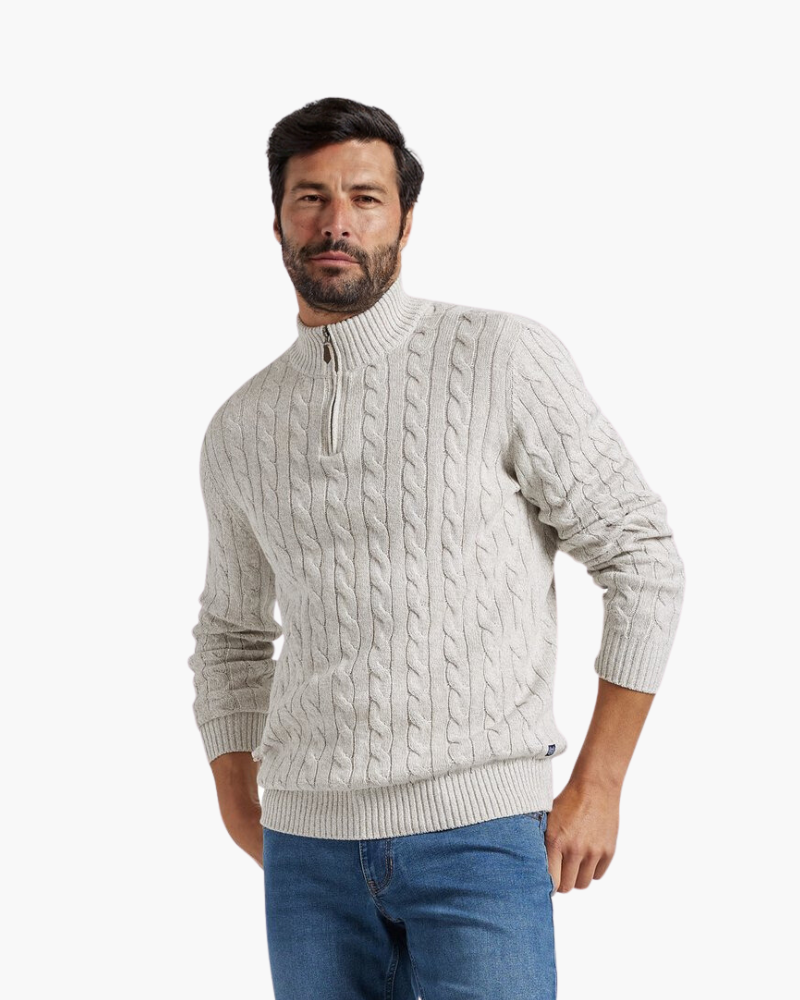 Men's Cable-Stitch Half-Zip Pullover – view 1