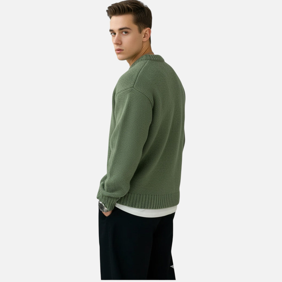 Men's Solid Crewneck Knit Sweater – view 3