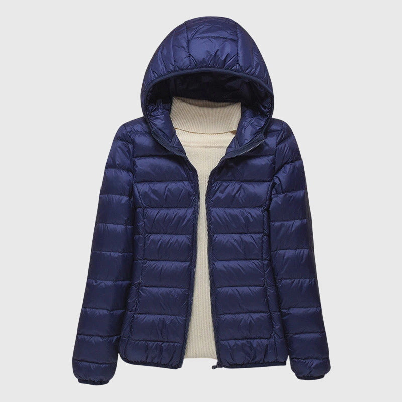Women's Ultra-Light Hood-Detail Padded Jacket – Dark Blue