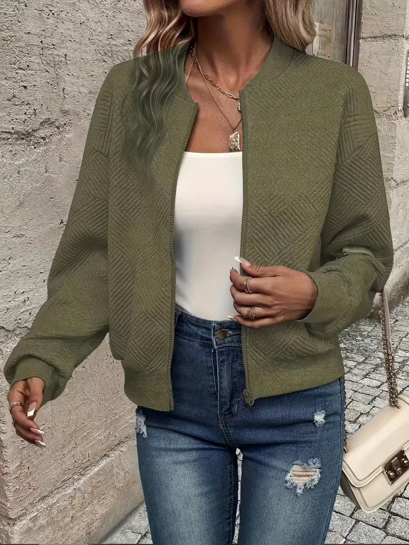 Women's Textured Zip-Front Relaxed-Fit Knit Cardigan – view 7