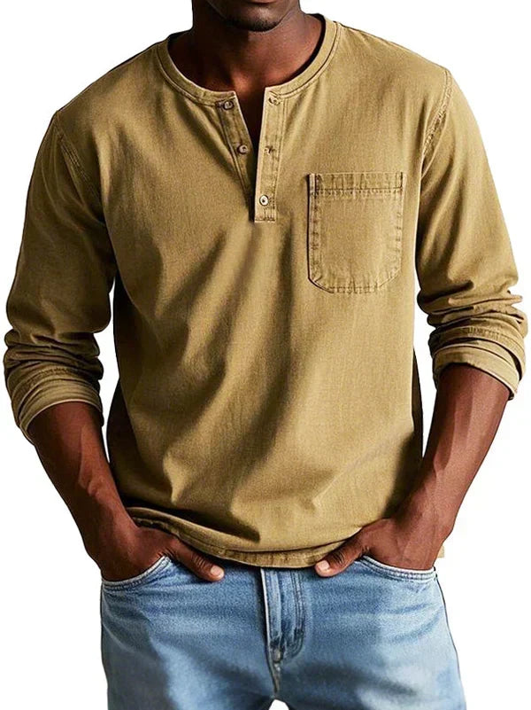 Men's Long Sleeve Henley Shirt for Work – view 7