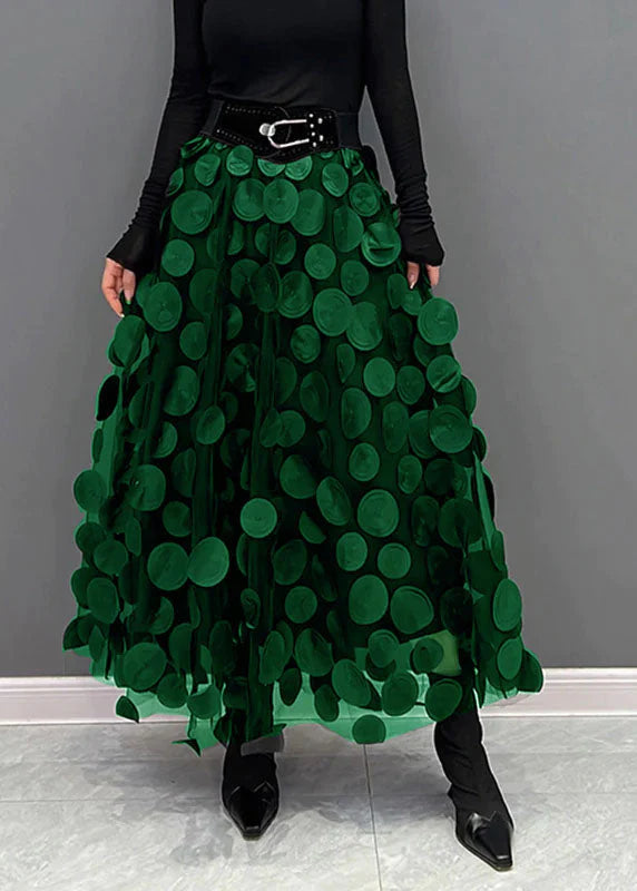Women's Print-Detail Floor-Length Skirt – Dark Green
