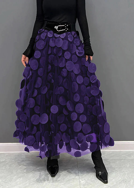 Women's Print-Detail Floor-Length Skirt – Dark Purple