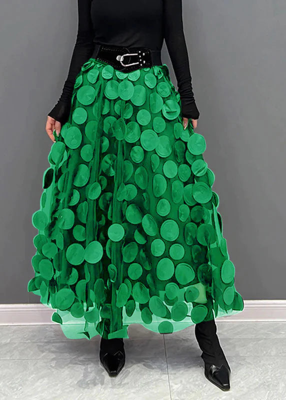 Women's Print-Detail Floor-Length Skirt – Light Green