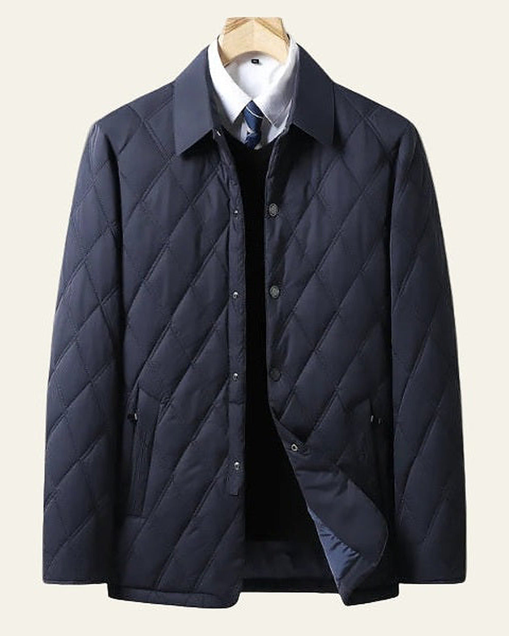 Men's Padded Button-Front Field Jacket – Navy Blue