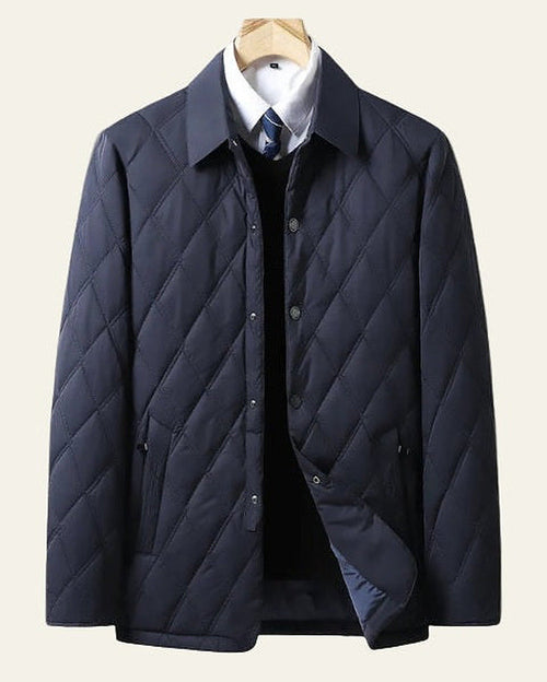 Men's Padded Button-Front Field Jacket – Navy Blue
