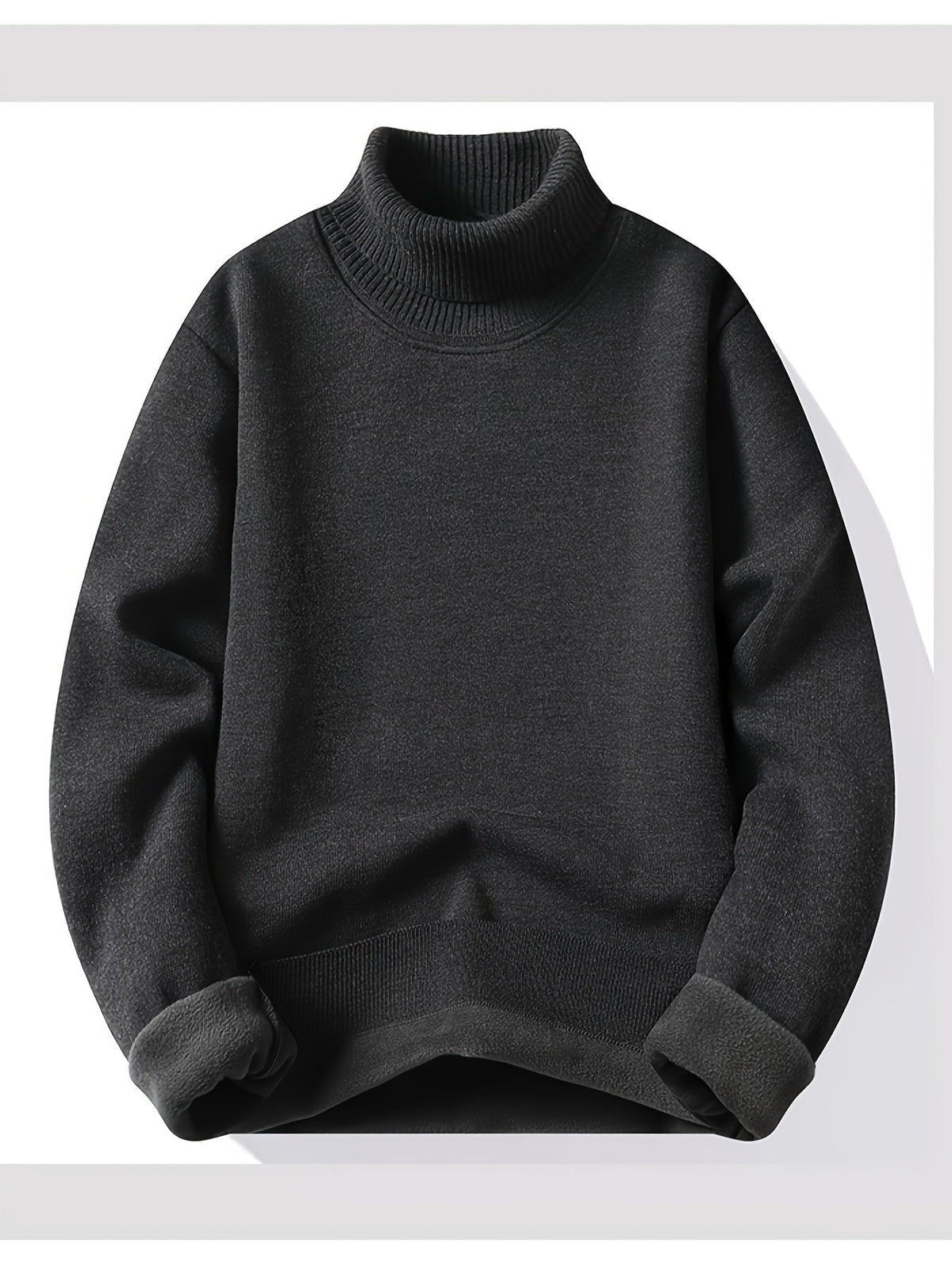 Men's Lined Roll Neck Knit Pullover for Winter – view 2