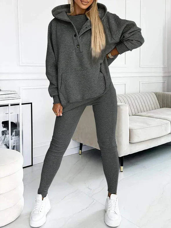 Women's Longline Hood-Detail Sweatshirt and Leggings Set – view 10