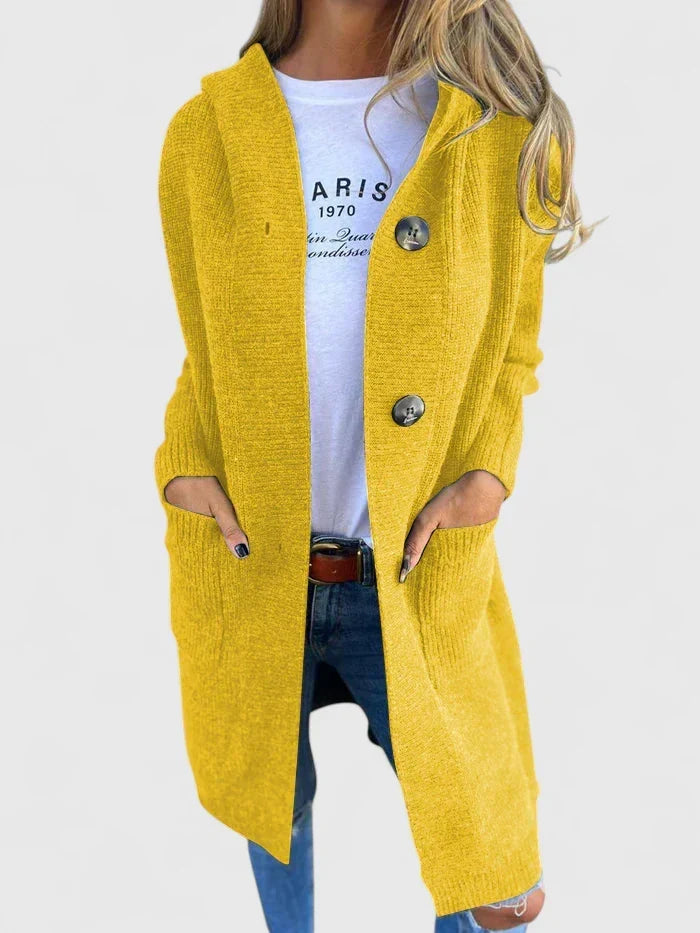 Women's Longline Button-Front Knit Cardigan – Yellow