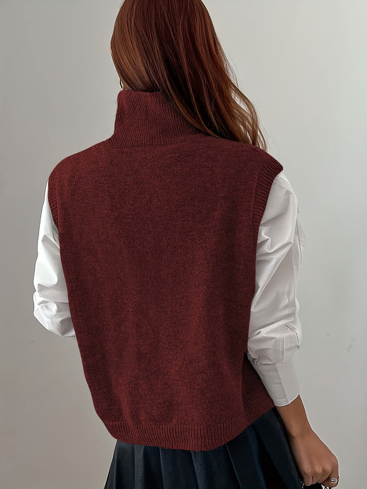 Women's High-Neck Knit Sweater Vest for Weekends – view 2