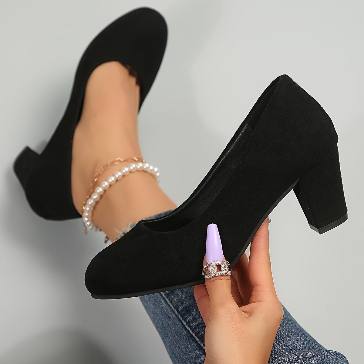 Women's Wide Toe Support Heels – Black