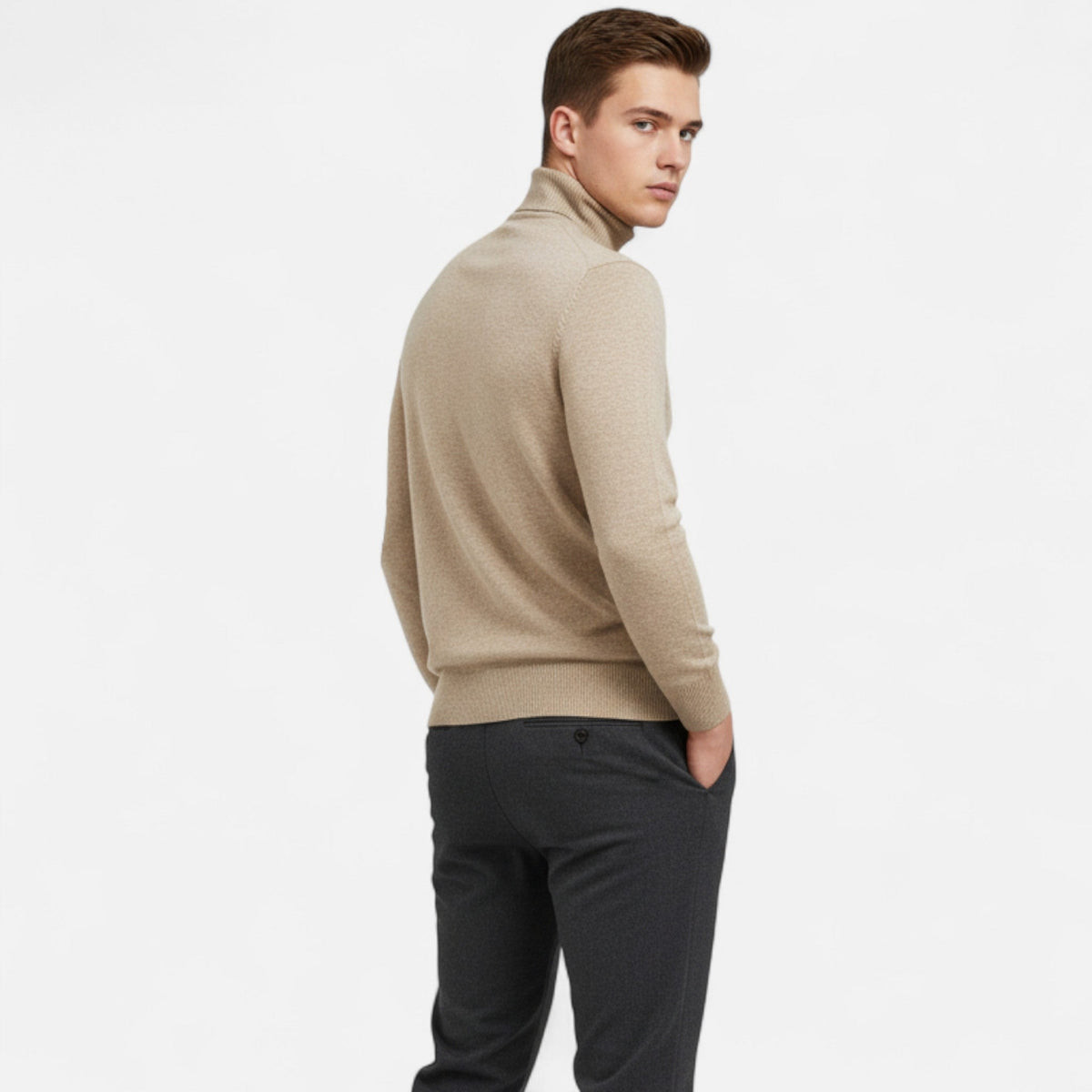 Men's Rib-Knit High-Neck Knit Pullover – view 3